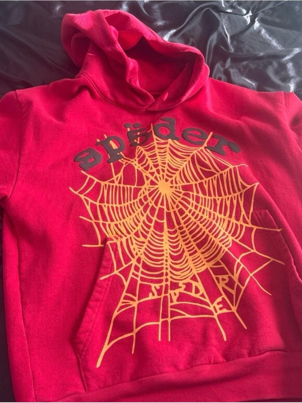 Sp5der red pull over hoodie